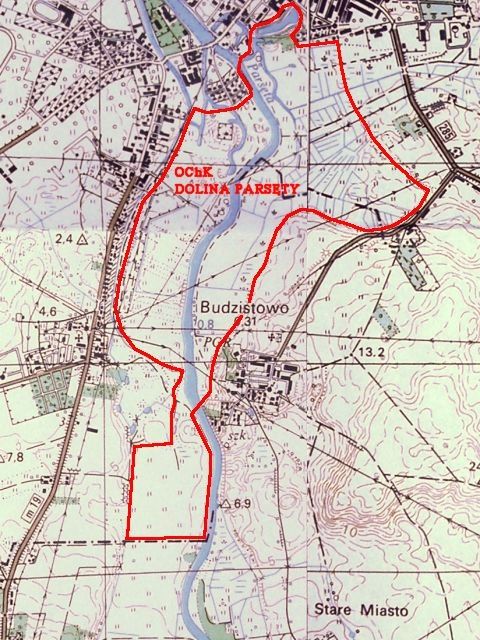 Mapa: Granice przewidywanego OChK